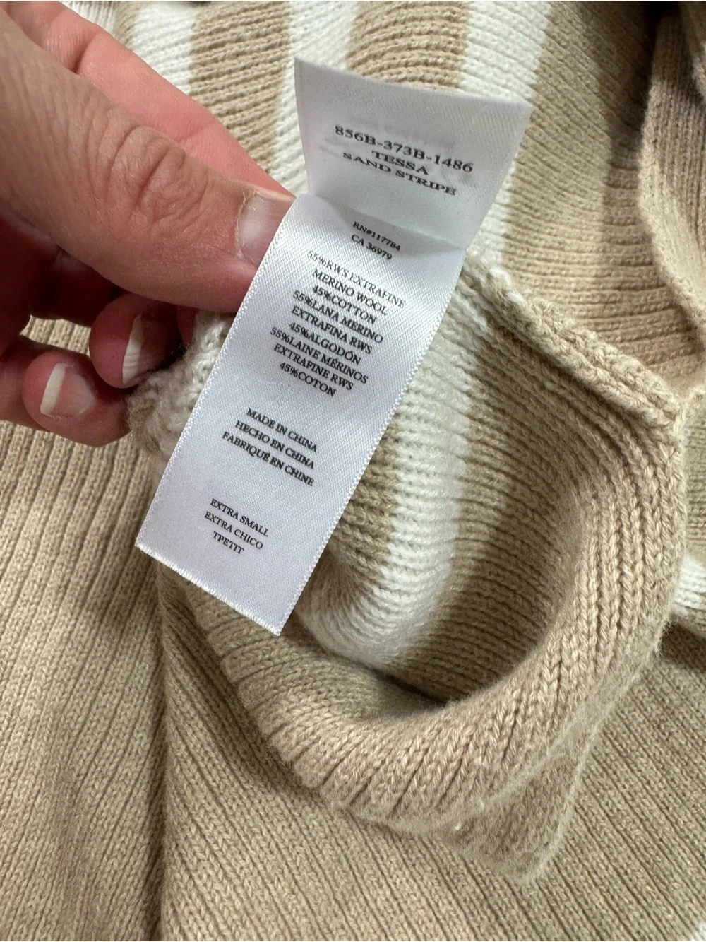 Rails Tessa Sand Stripe Sweater Wool Blend